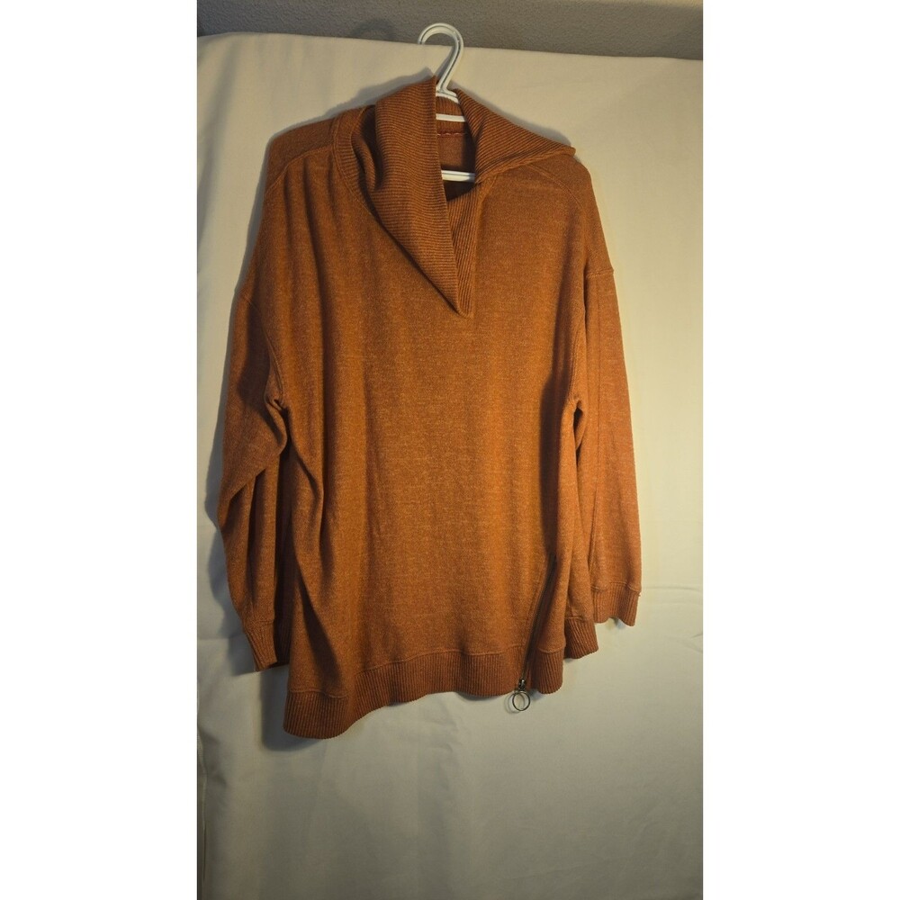 Democracy Asymmetrical Split Neck Knit Sweater in Withered Rose M